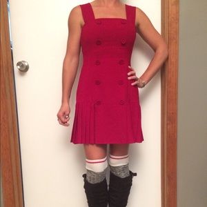 Red pleated BeBe dress size 6